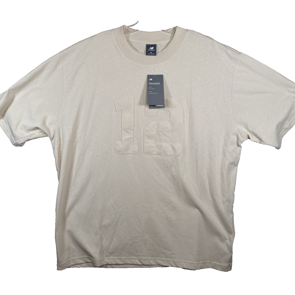 New Balance Lindor T Shirt Size XL Beige MT43710 Oversized Cotton Casual NWT