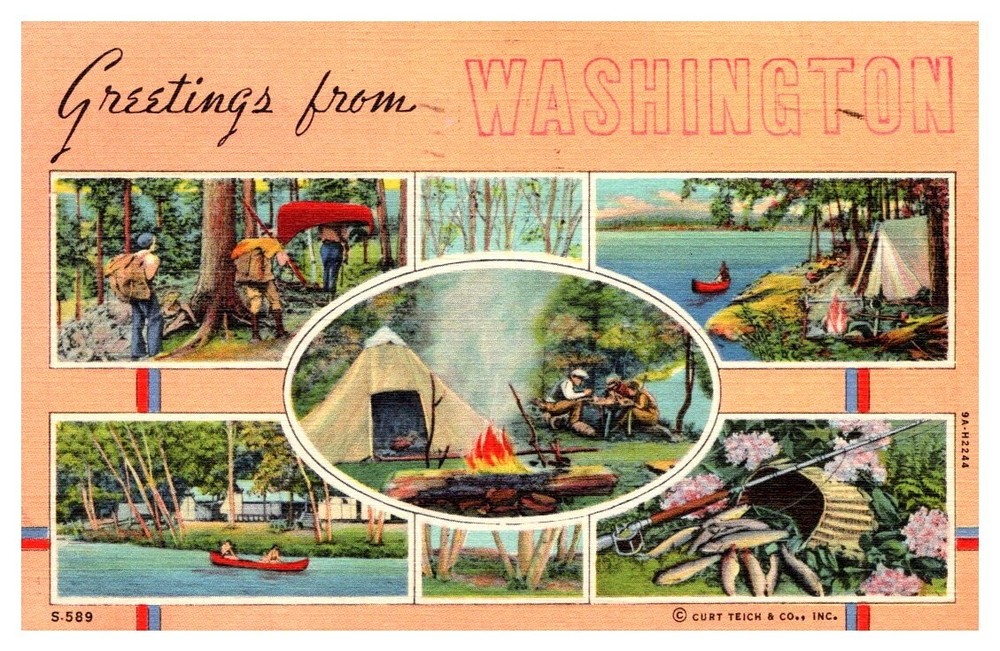 1940 Colorful Views of Wilderness in Washington State Vintage Postcard