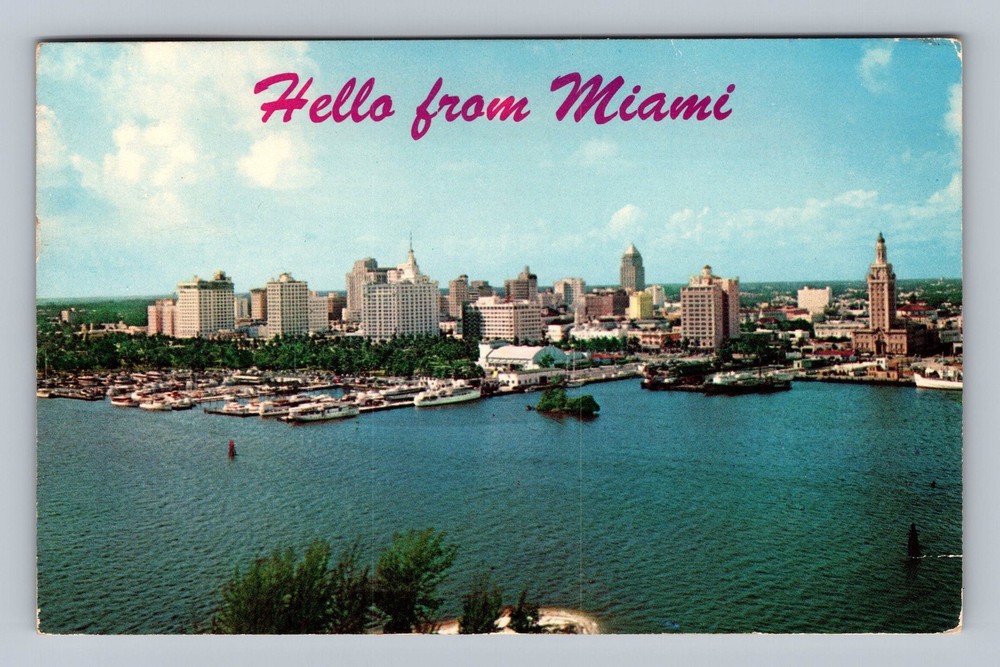 Miami FL-Florida Hello from Miami Vintage Postcard Post