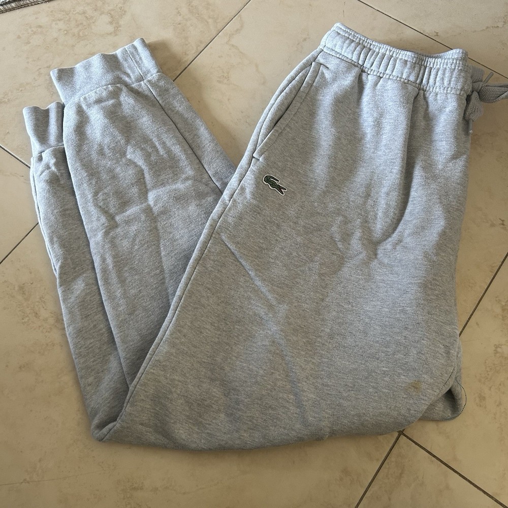 Lacoste Sport Pants Mens XL GREY Joggers Sweatpants Crocodile Logo Fleece