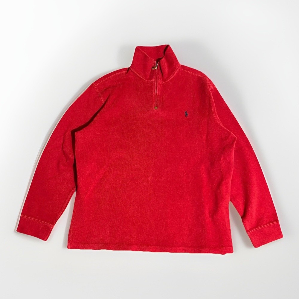 Polo Ralph Lauren Quarter Zip Sweater X-Large Red Pullover Golf Preppy Old Money