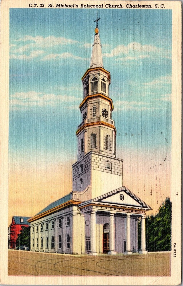 Charleston SC-South Carolina, St Michael's Church, Vintage Postcard