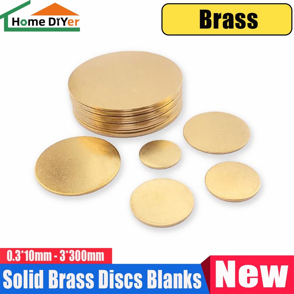 Thick 0.3mm-3mm Solid Brass Discs Blanks Discs Ø 10mm-300mm Metal Round Sheets