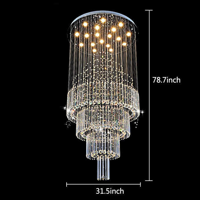 Large Luxury Modern Crystal Chandelier Lighting 18-Lights Raindrop Ceiling Light