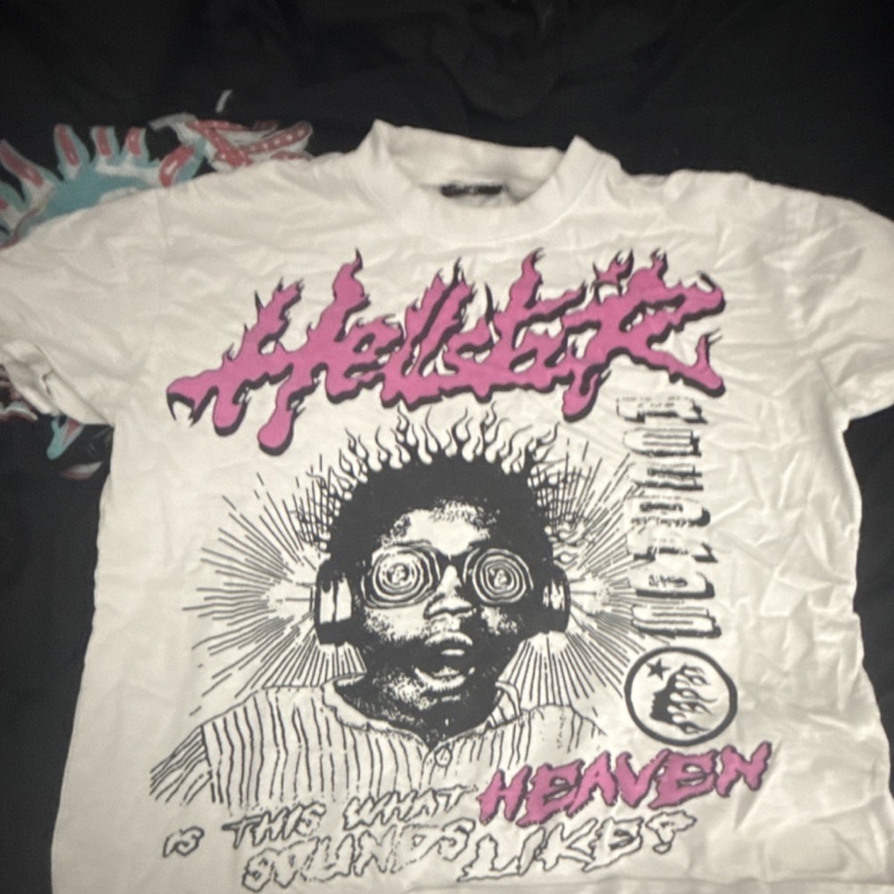 Hellstar Records Graphic Logo White Jersey Cotton Crew Neck T-Shirt Men