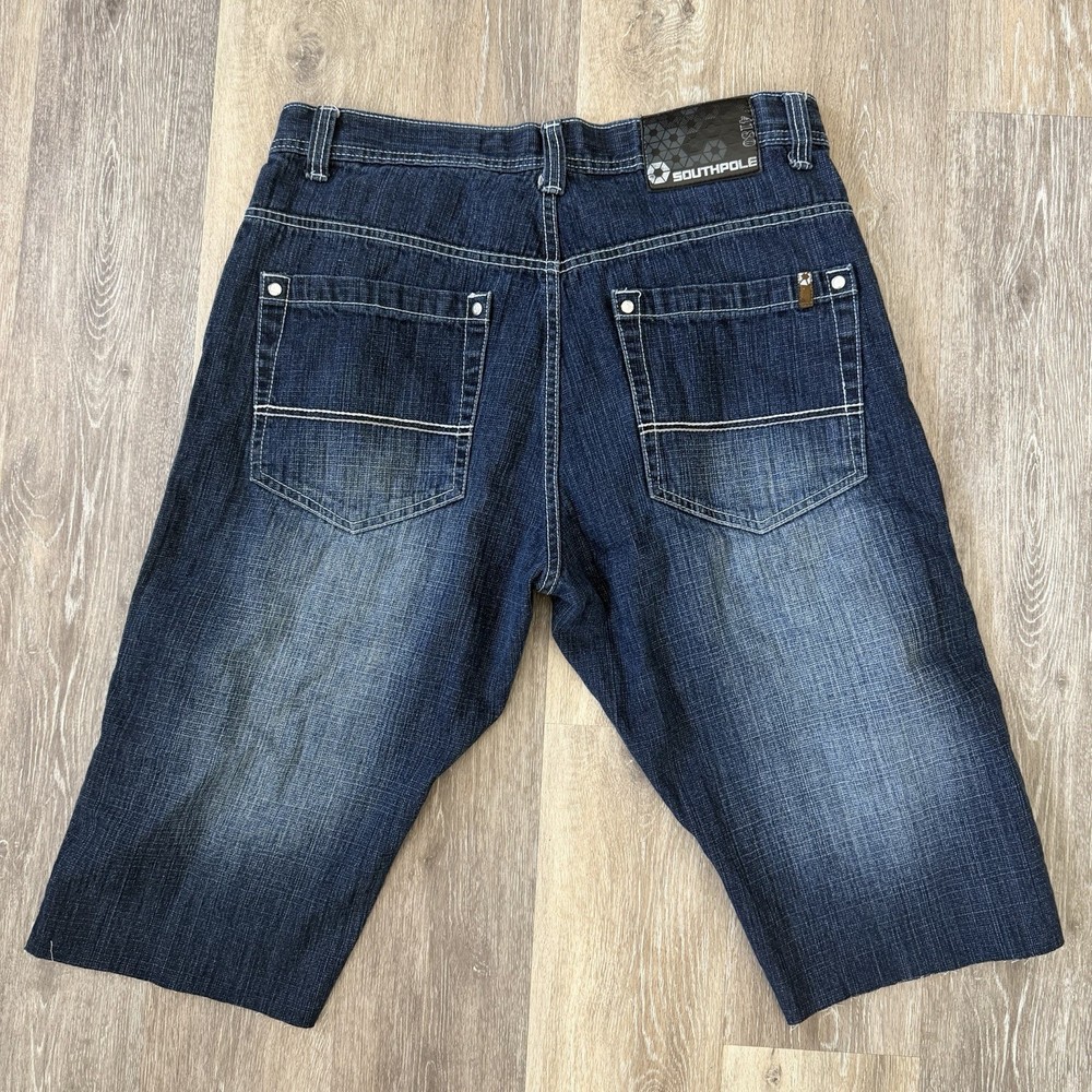 Southpole Blue Denim Baggy Long Wide Leg Jorts Y2K Vintage Men’s 36x16