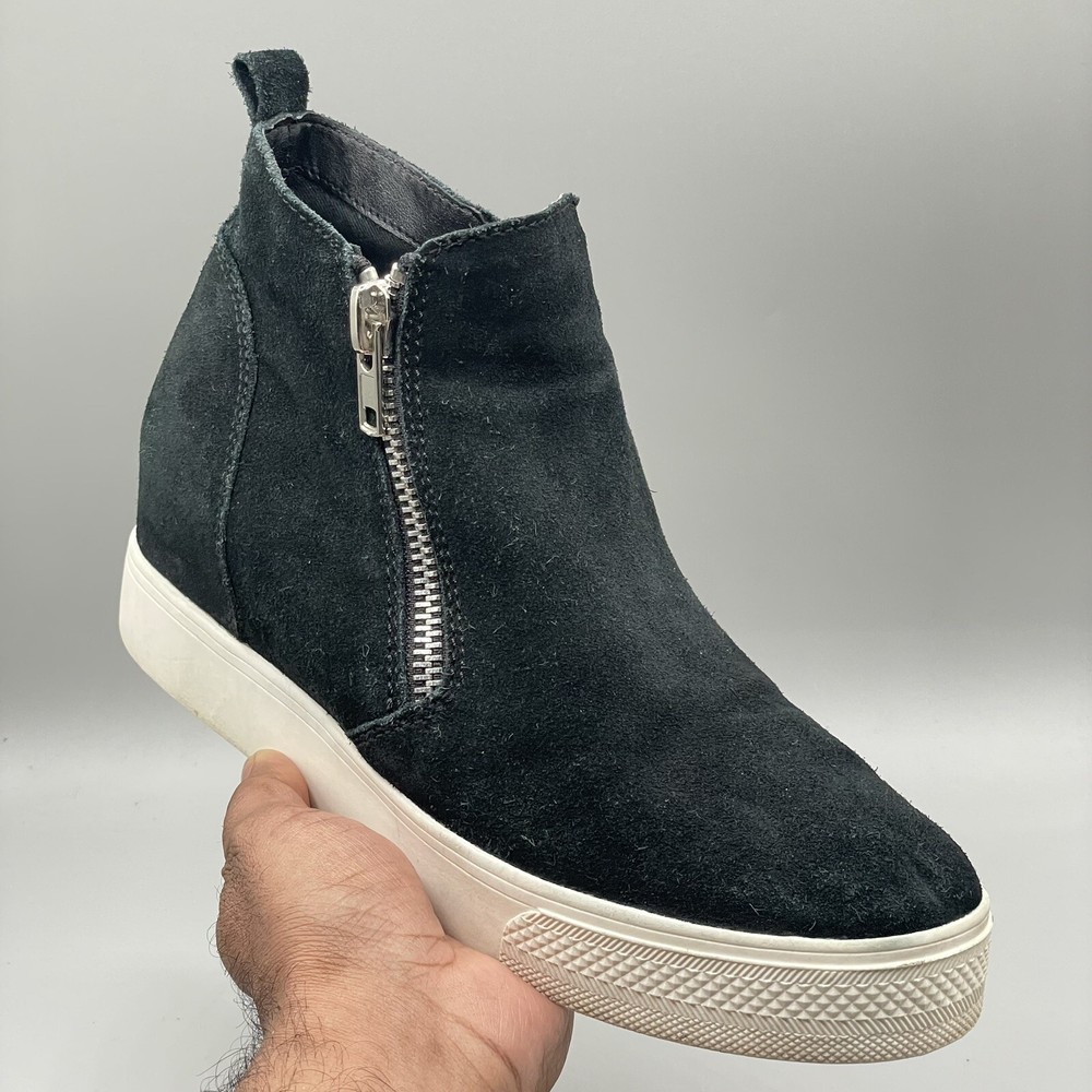 Steve Madden Women's Size 10 M Wedge High Top Sneaker Black Suede Shoes