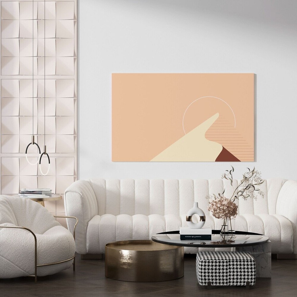 Abstract Sunrise Mountains Beige Paint Wall Art Canvas Unframed Print Art