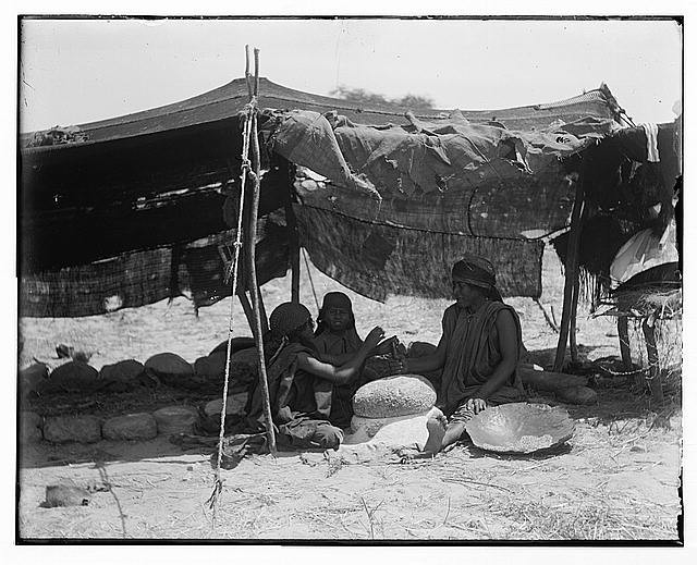 Photo:Bedouin Women Grainmill Tent 1900s Middle East Nomadic Life