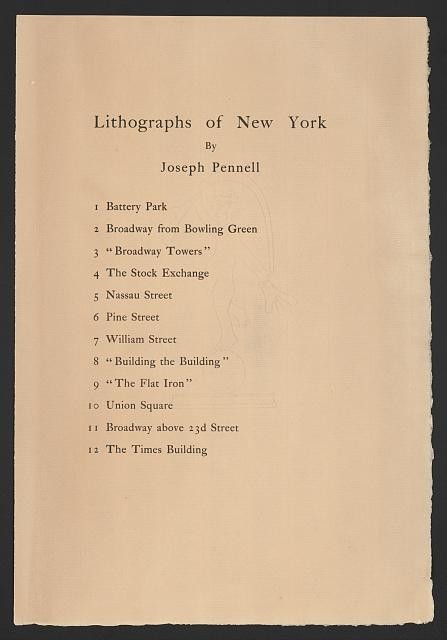 Photo:s of New York by Joseph Pennell. [Table of contents]