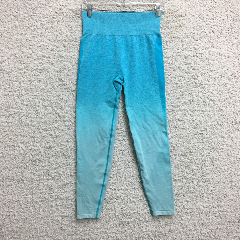 PINK Victorias Secret Leggings Medium Womens Blue Seamless Pull On Stretch Yoga