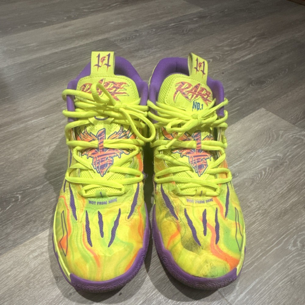 PUMA MB.03 Spark Basketball Shoes Yellow Purple Orange 379898-01 Mesh 2024