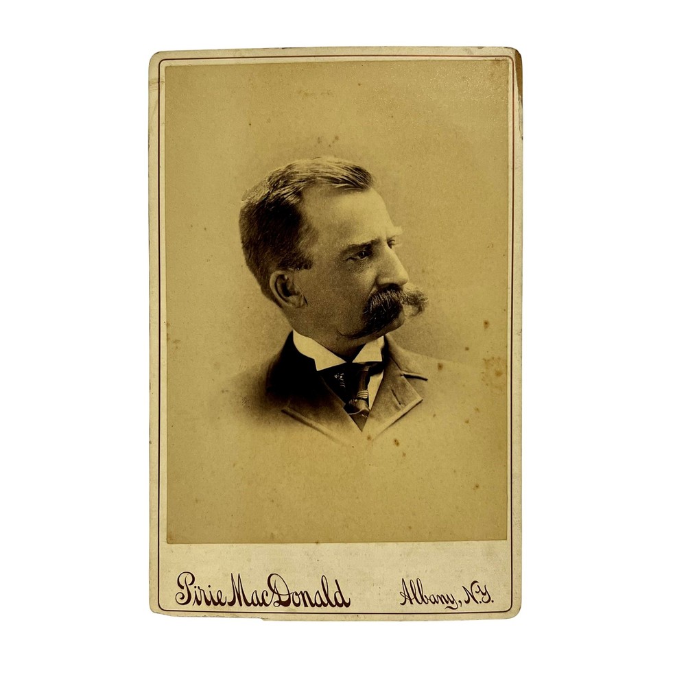 Vintage Pirie MacDonald Cabinet Card Mustache Portrait Albany NY Albumen Photo