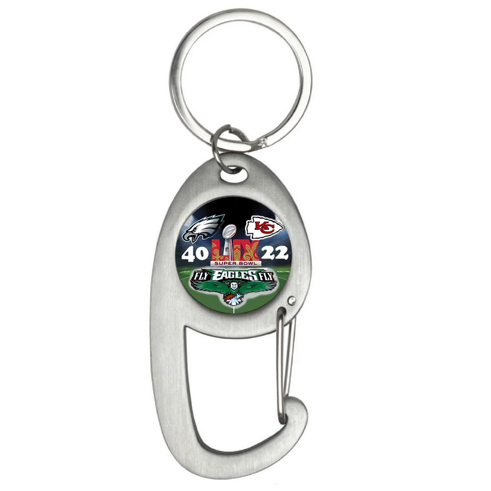 Philadelphia Eagles Super Bowl 59 Silver Carabiner Keychain  