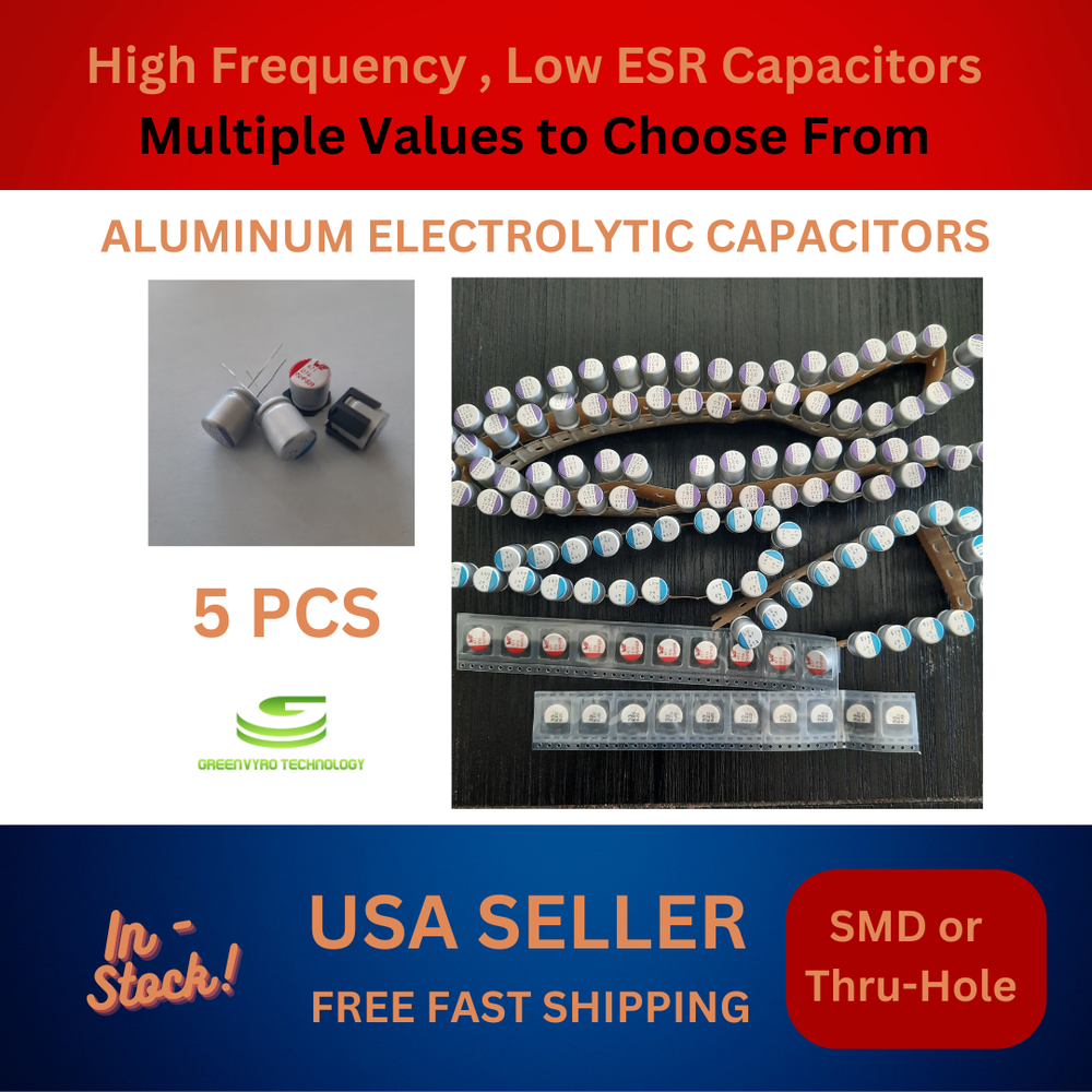 5pcs, ALUMINUM POLYMER CAPACITOR, 220uF, 25V, 20%, SMD, U.S. STOCK, FREE SHIP
