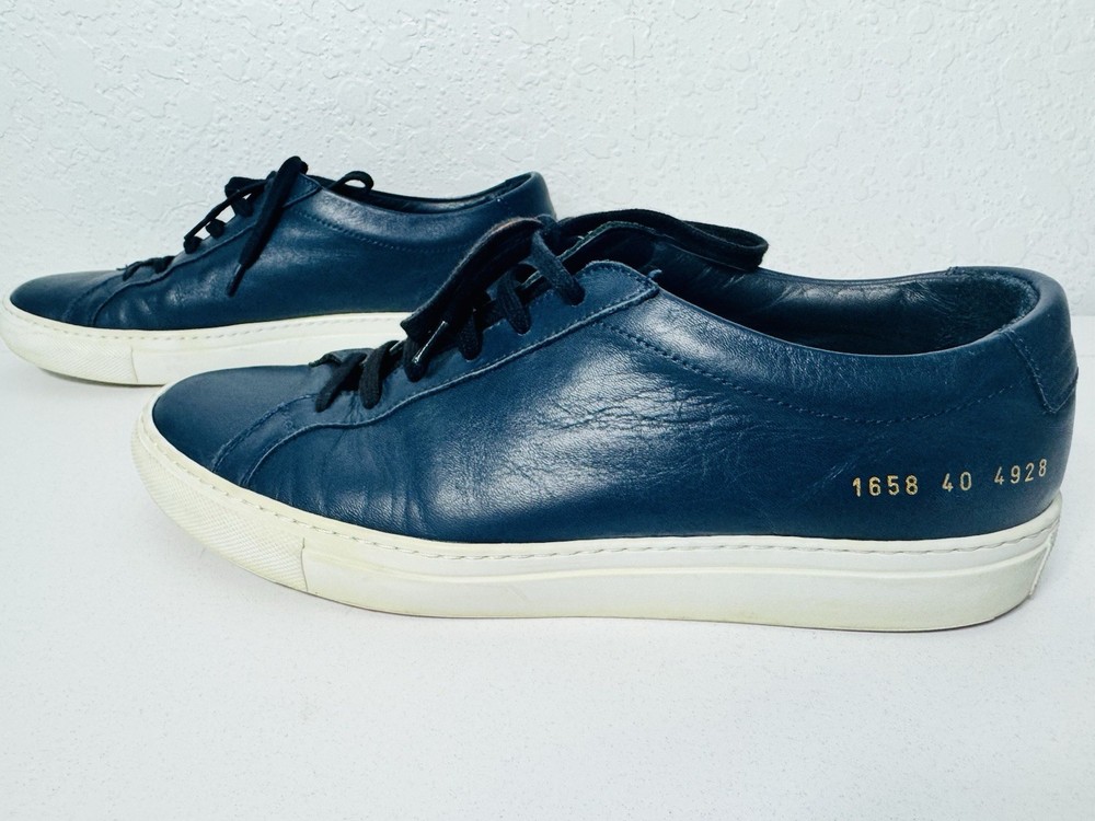 Common Projects Achilles Low Shoes Sneakers Men Size 40 USA 7 Blue Made in Italy-image