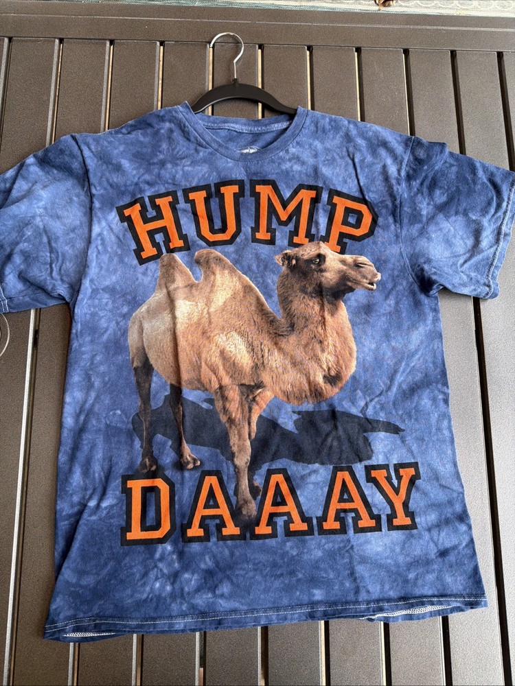 The Mountain 3D Tees Hump Daaay Camel Shirt Mens Large Blue Tie Dye Graphic