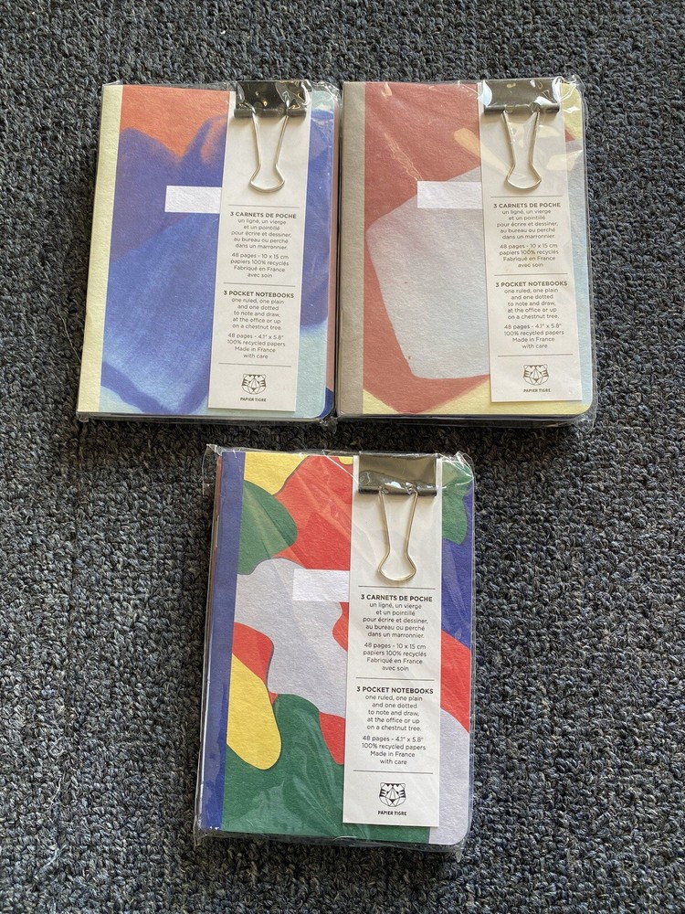 3 Papier Tigre Pocket Notebooks: Made In France ( Total of 9 Notebooks)