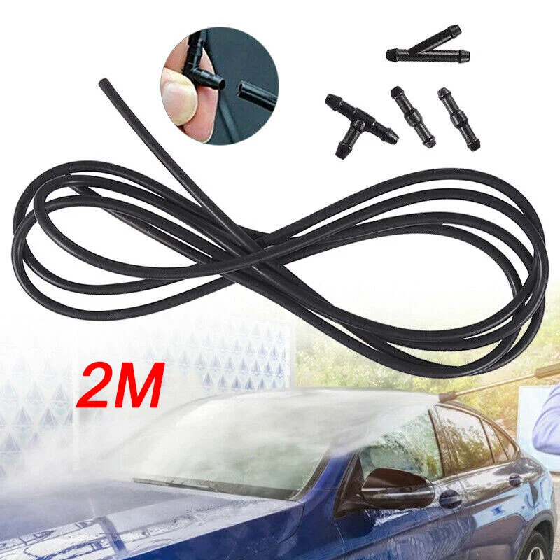 2M Universal Windshield Wiper Washer Nozzle Hose Kit Fluid Tube Pipe