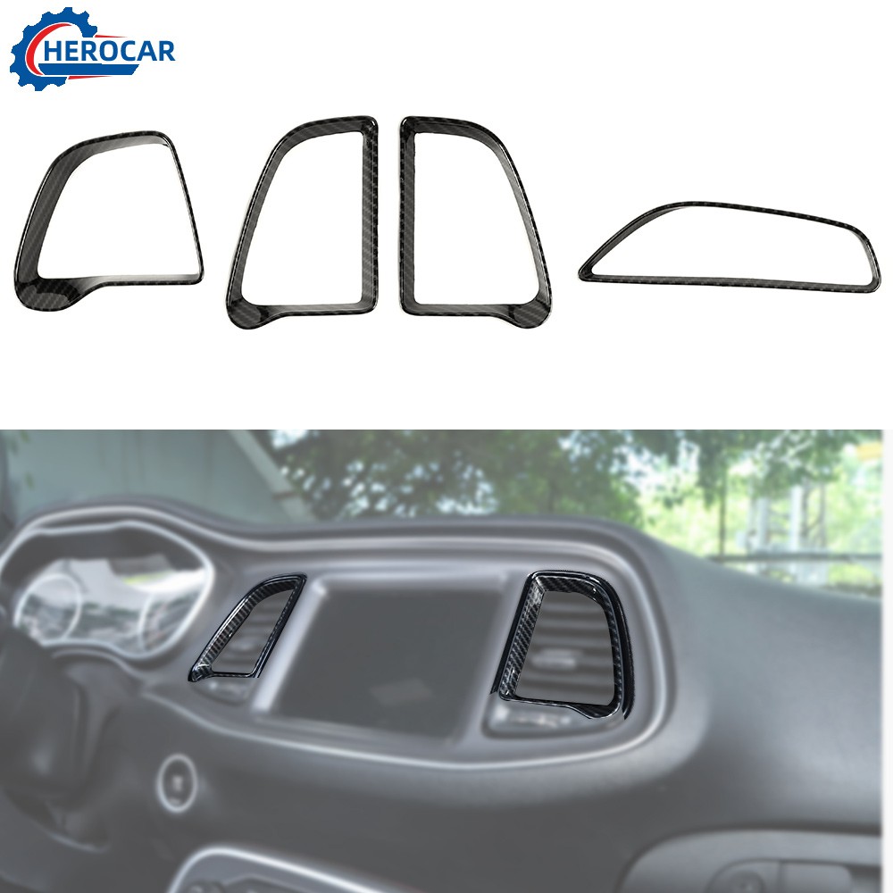 Carbon Fiber Dash Air Conditioner Vent Trim Ring Bezel For Dodge Challenger 15+