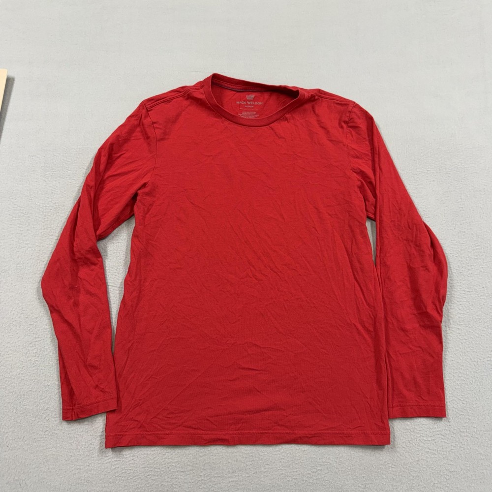 Mack Weldon Shirt Mens Medium Red Long Sleeve Pima Cotton Tee Tagless