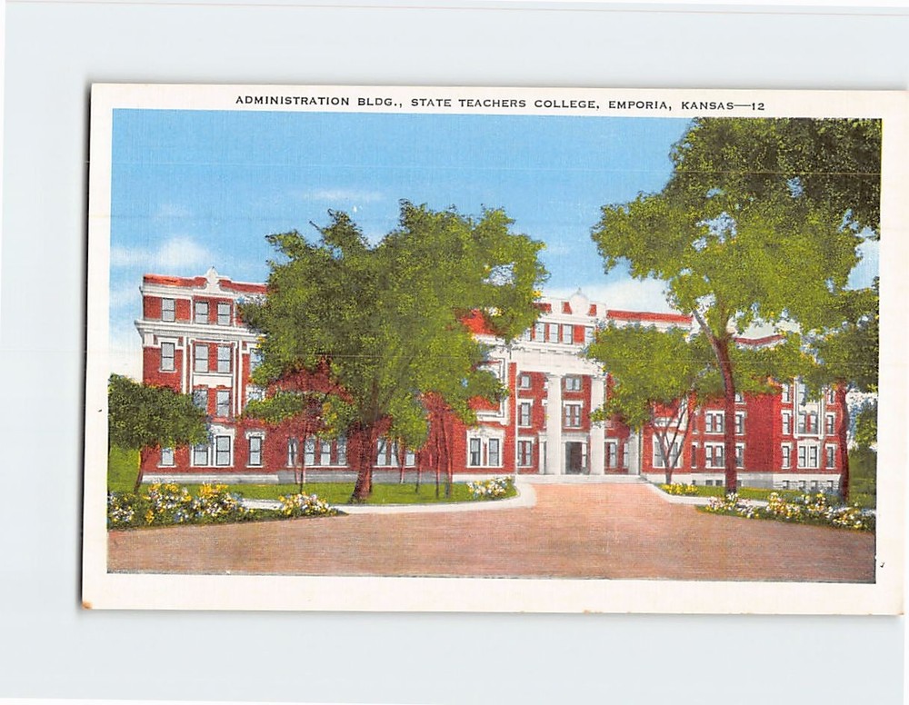Postcard Administration Building State Teachers College Emporia Kansas USA