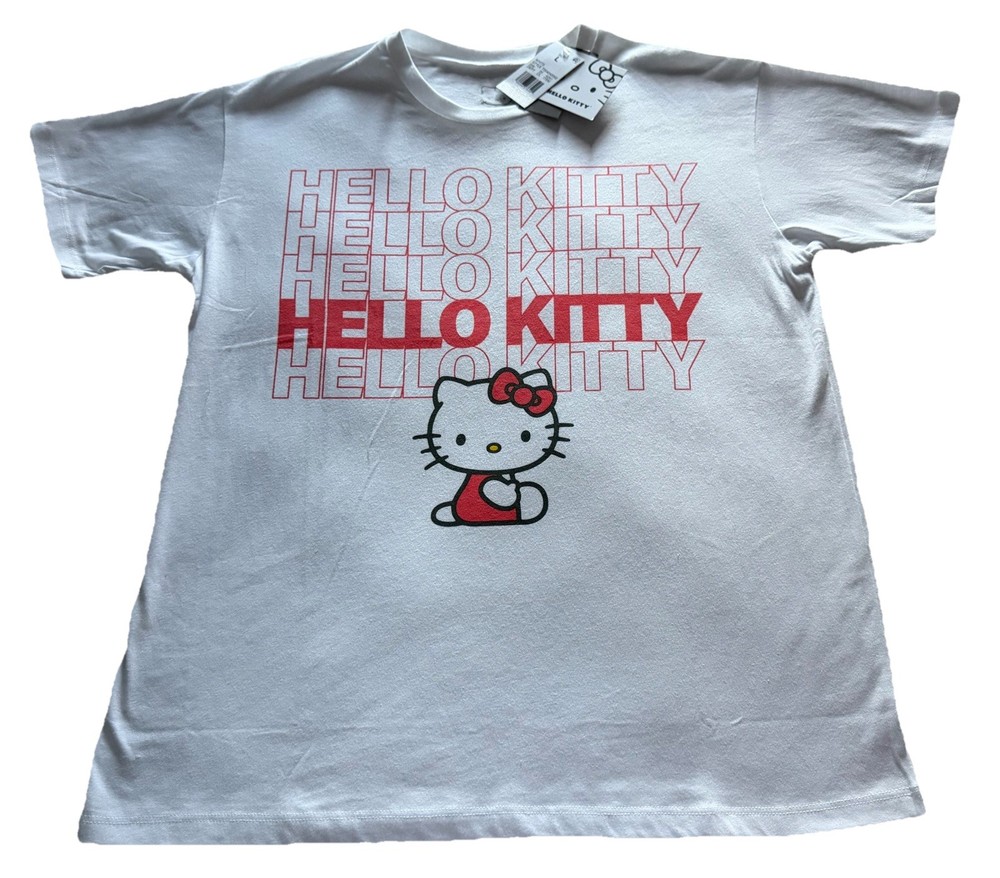 😻NWT HELLO KITTY Short Sleeve T-Shirt-White-Size L😻