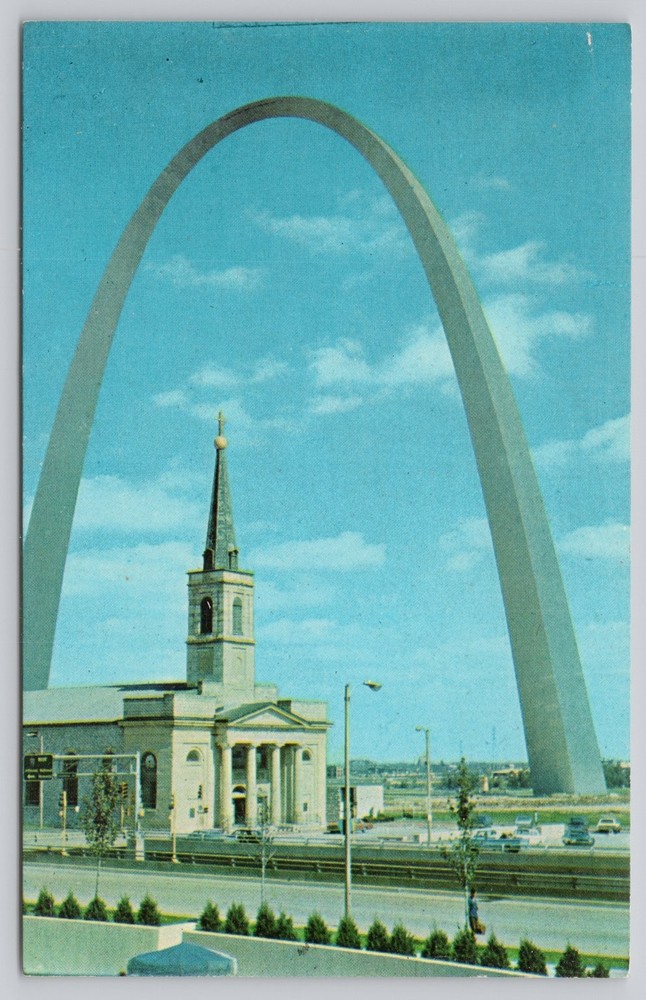 Gateway Arch Old Cathedral St. Louis MO Postcard Tichnor Bros. 1960s Chrome