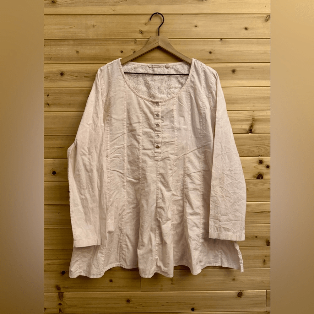 Soft Surroundings Size XLarge Baby Pink Cotton Relaxed Fit Tunic Blouse