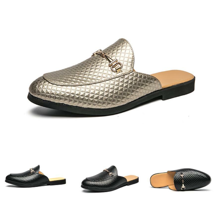 Fashion Mules Slippers Mens Slip On Loafers Casual Faux Leather Shoes Summer L