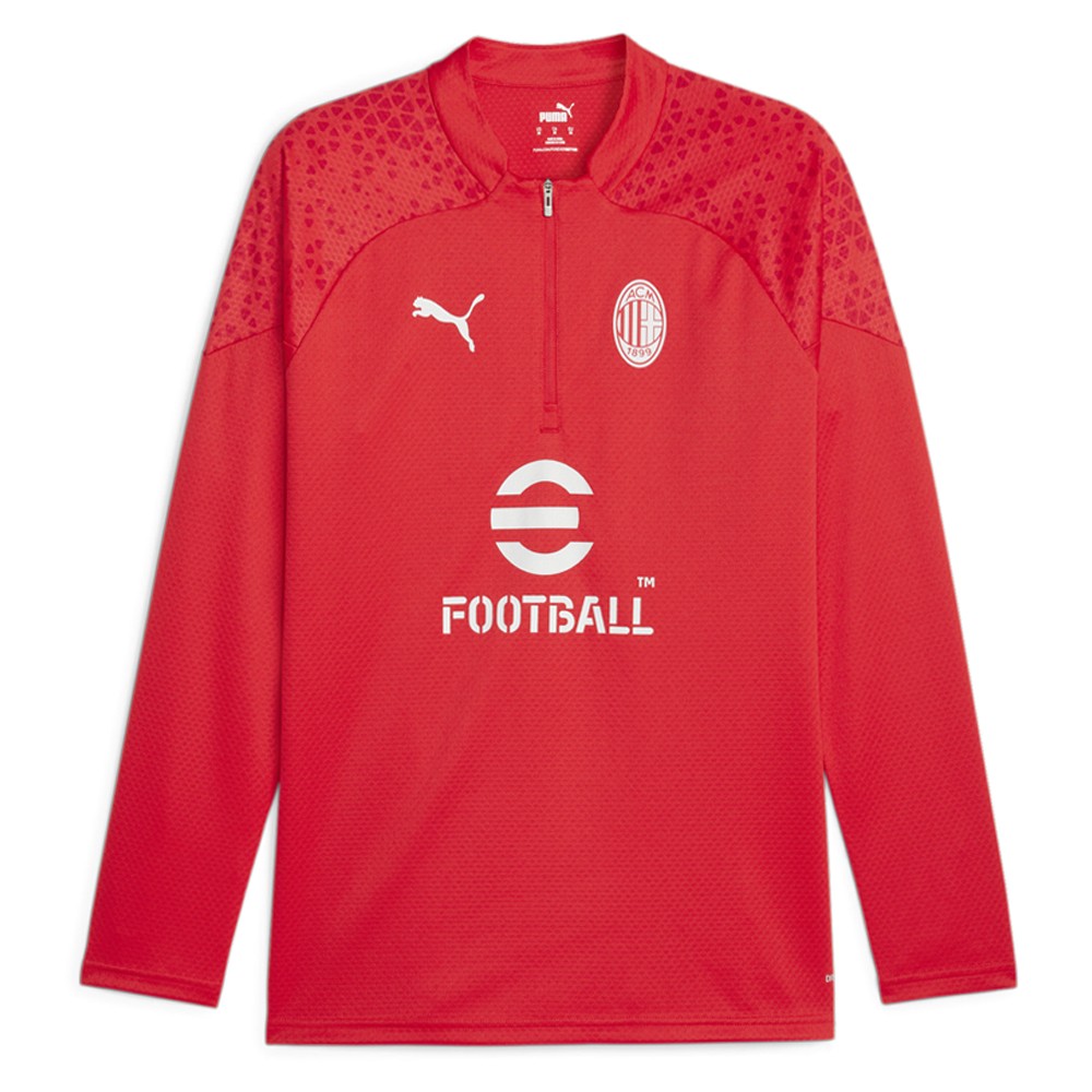 PUMA Ac Milan Training Crew Neck Long Sleeve Quarter Zip Pullover Shirt Mens Siz
