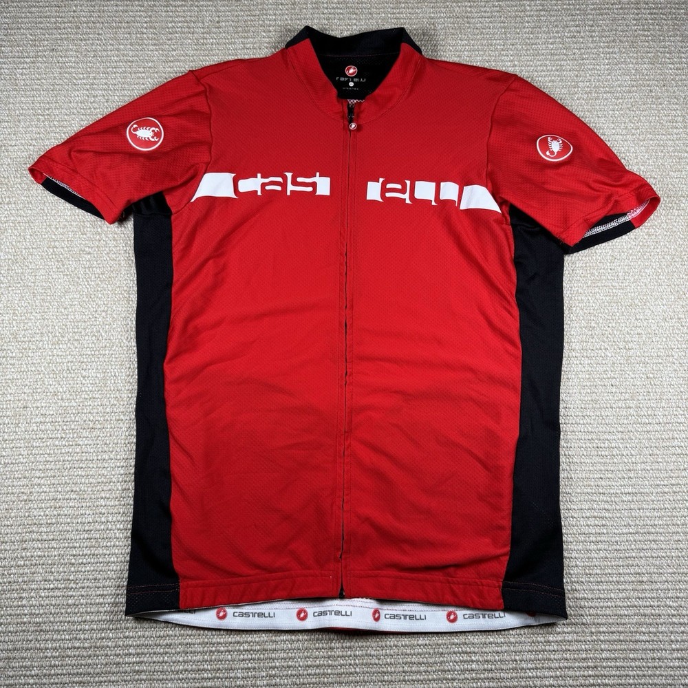 Castelli Cycling Jersey Men’s XXL Red Full Zip Road Bike Performance Shirt