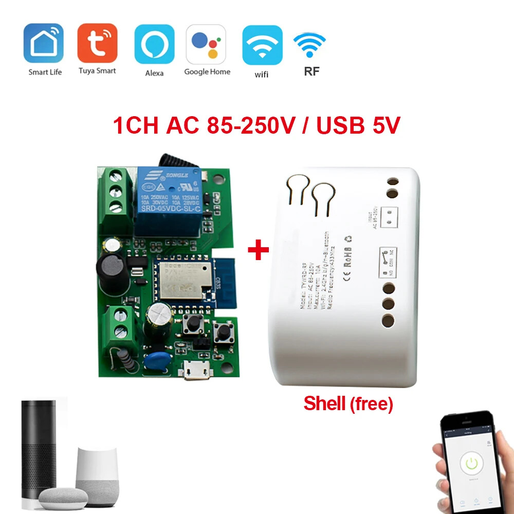 Tuya Smart Wifi Motor Switch Module 1CH AC/DC 5V 32V RF 433 Radio Remote Control