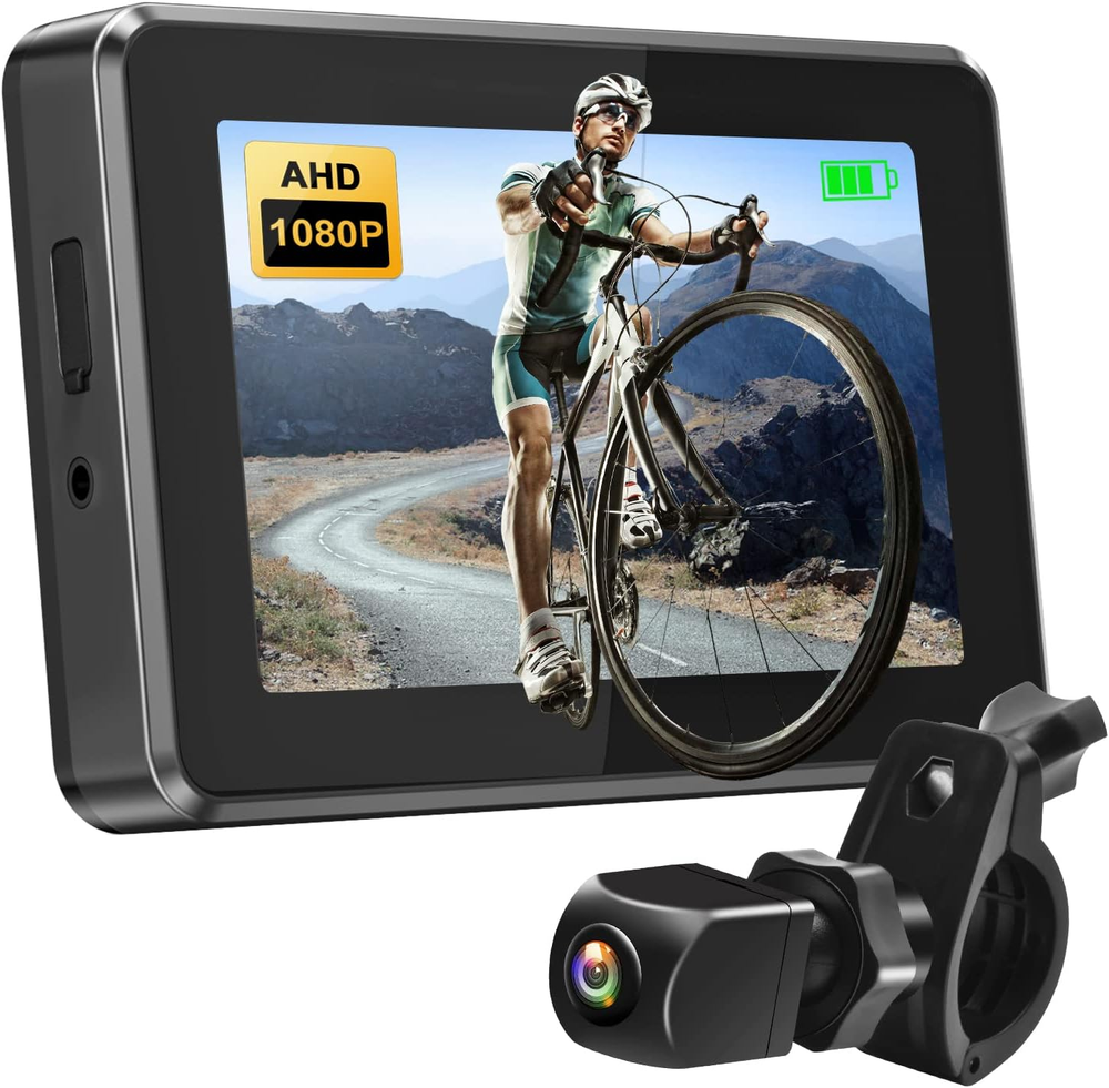 Bike Rear View Mirror,1080P AHD Bicycle Rear View Camera with 4.3''Screen,360...