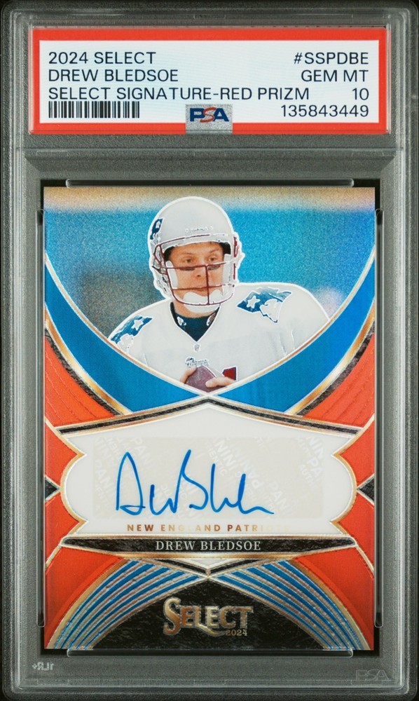 2024 Panini Select Drew Bledsoe SSPDBE Select Auto Red Prizm #/75 PSA 10 🔥