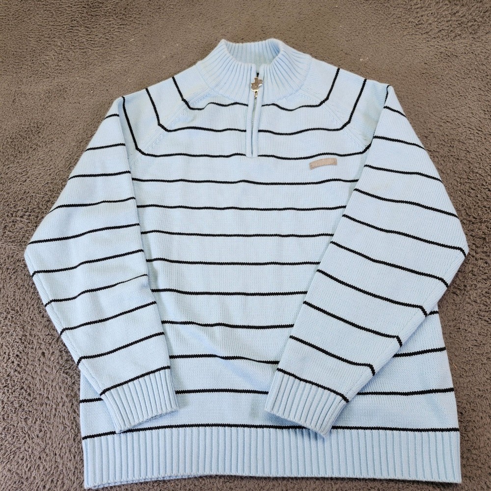 Southpole Sweater Mens XL Blue And Black 1/4 Zip Pinstripes Pullover Y2K