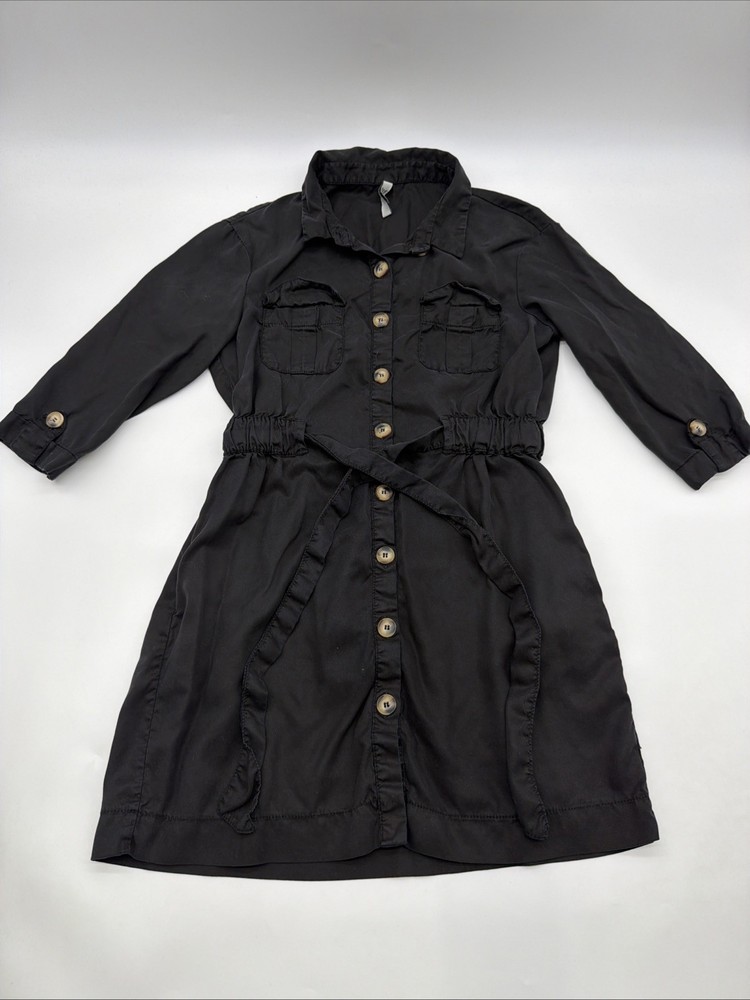 Zara TRF Collection 100% Tencel Button Up Shirt Dress Women XS Pocket.#45119