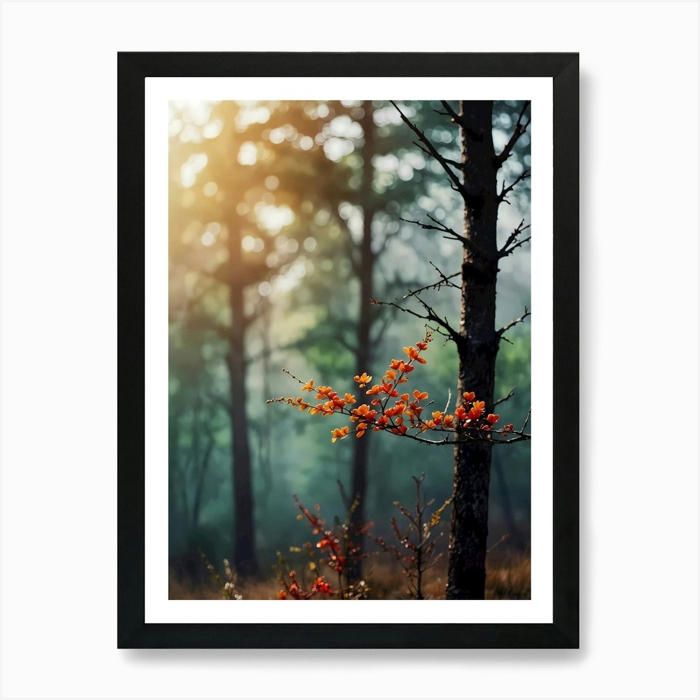 Autumn Trees In The Forest 1 Art Pr Framed Wall Art Poster Canvas Print Picture