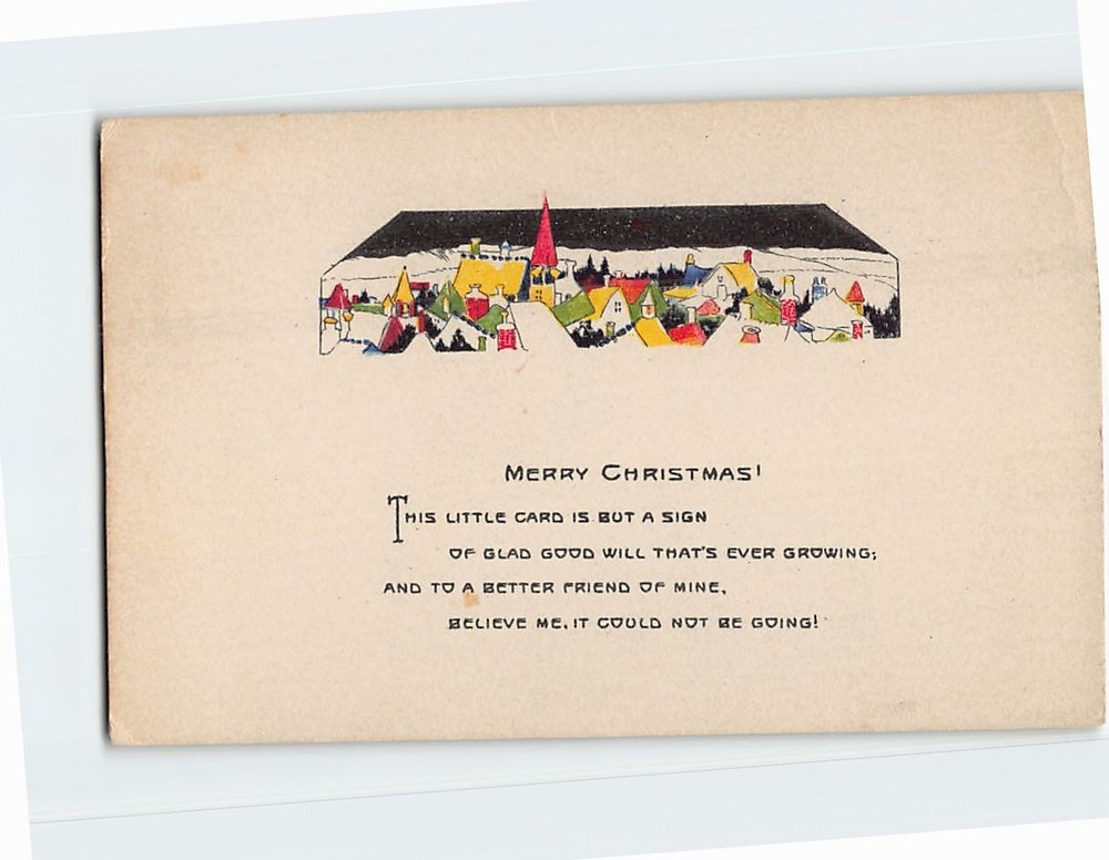 Postcard Village Art Print Holiday Greeting Card Merry Christmas!