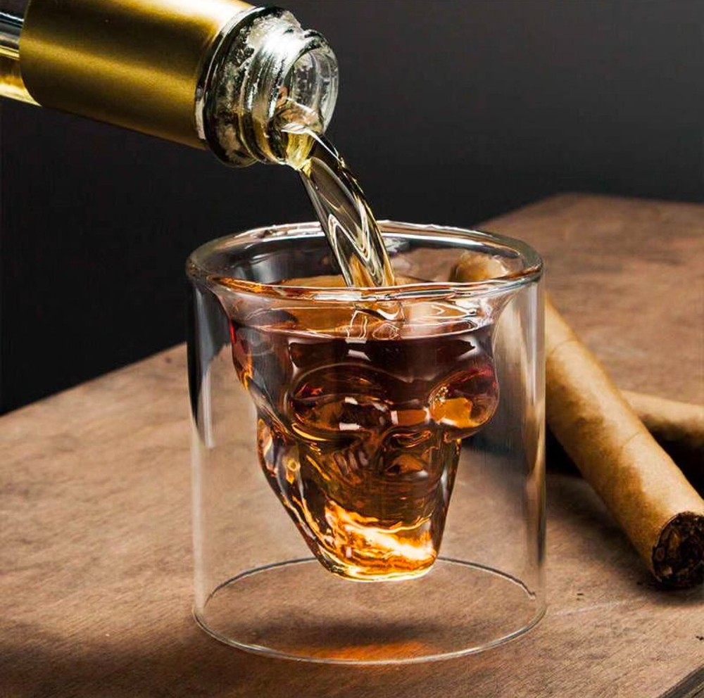 Aesthetic Skull Glass for Whiskey and Coffee - Unique Skull Cup