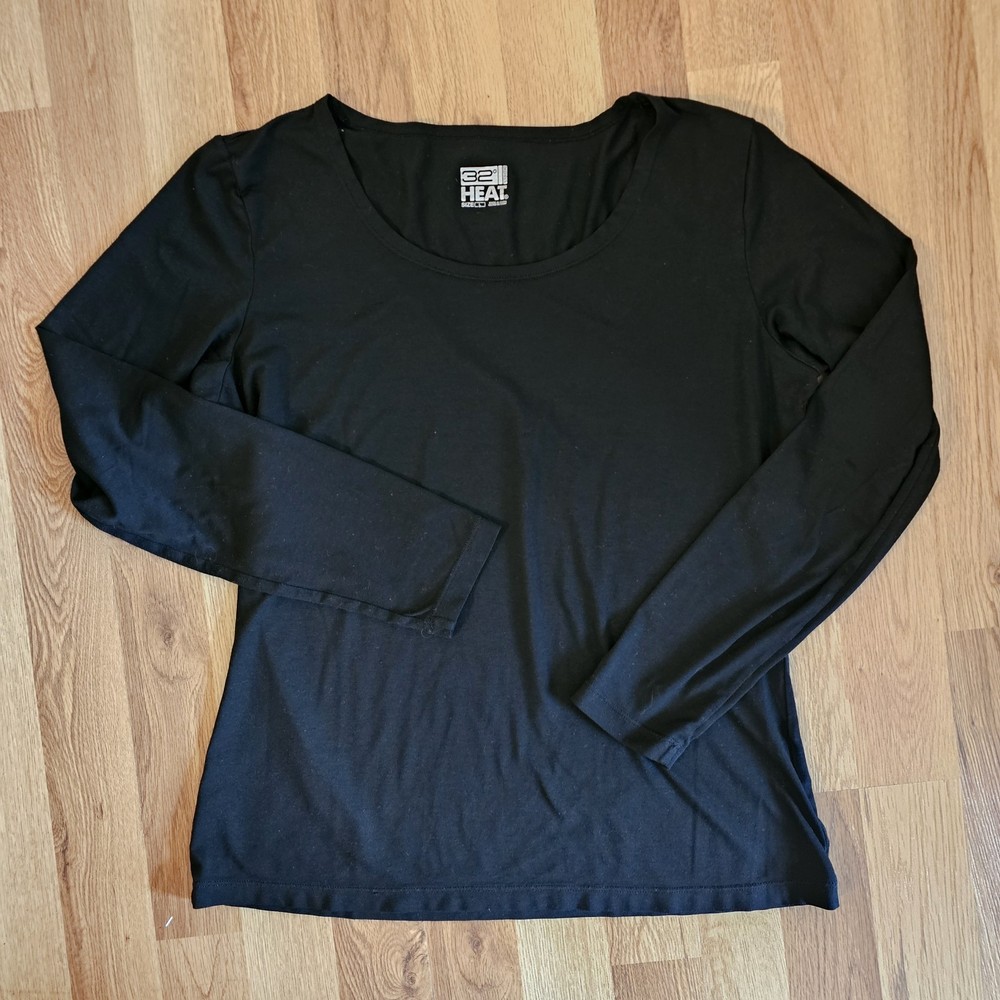 32 Degrees Heat Long Sleeve Crewneck Lightweight Shirt Black Women’s Size Large
