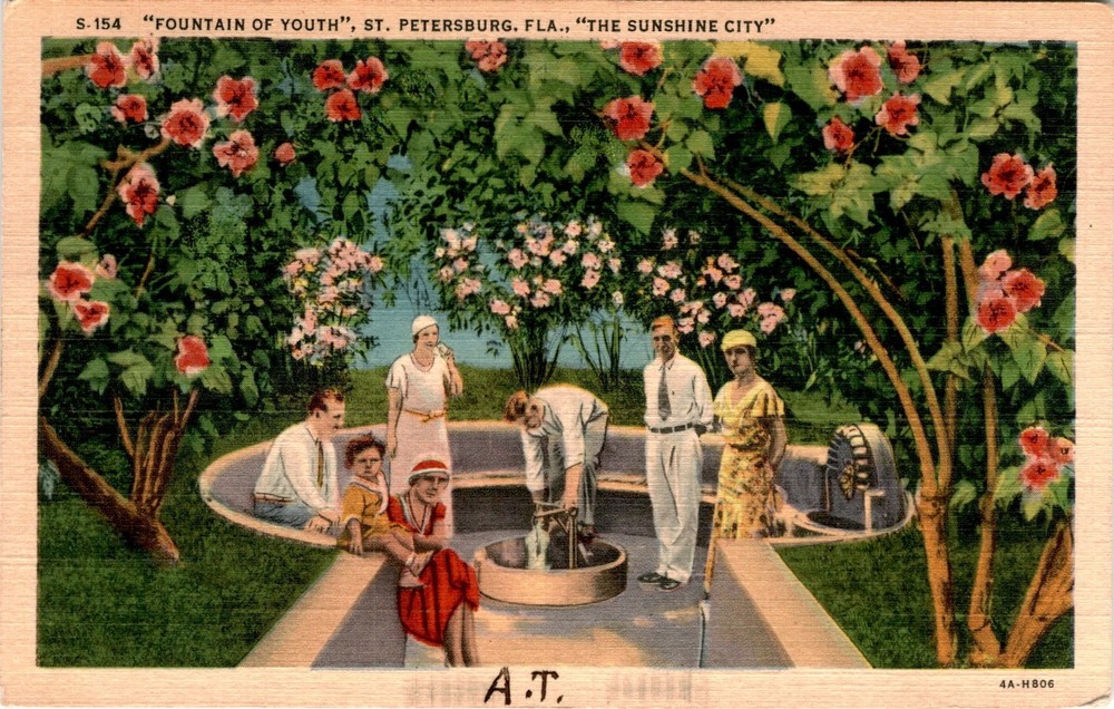 FOUNTAIN OF YOUTH, ST. PETERSBURG, FLA., SUNSHINE Postcard
