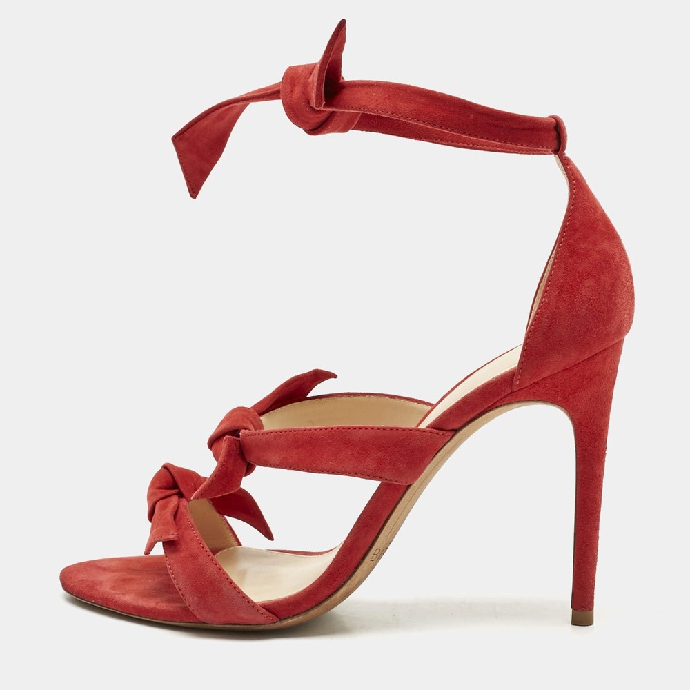 Alexandre Birman Red Suede Clarita Ankle Strap Sandals Size 39.5