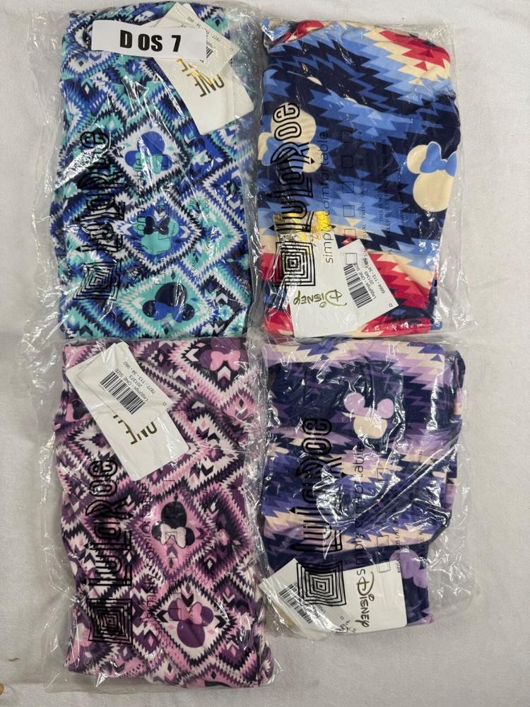 4 Pair of New Disney  One Size LuLaRoe Mickey Mini Mouse Yoga Leggings OS 7