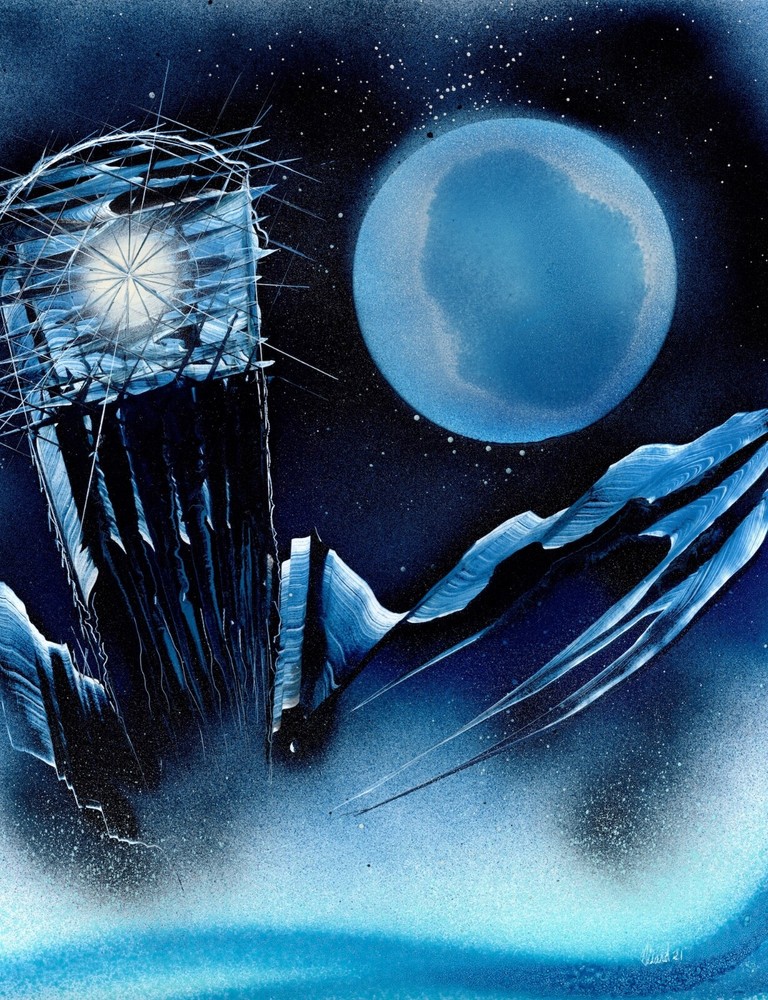 Ice Covered Lighthouse Signed Original by Jason Girard in small size.