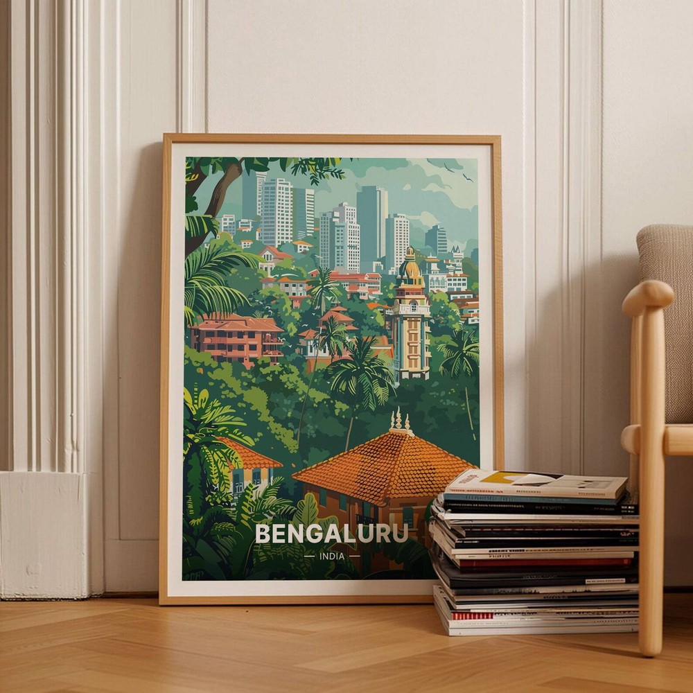 Bengaluru Travel Poster India Art Decor Unique Wedding Birthday Gift Idea Home