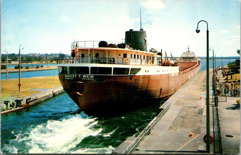 Sault Ste. Marie, Michigan The Soo Locks Vintage Postcard