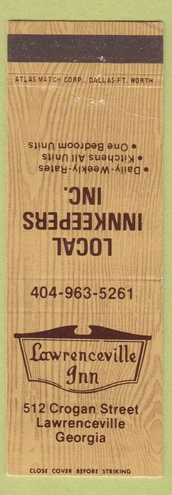 Matchbook Cover - Lawrenceville Inn GA