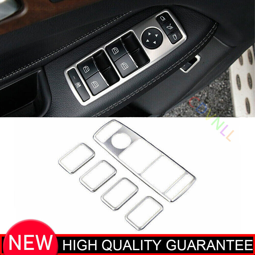 For Benz GLE GLS 2016-2019 Silver Titanium Door Window Switch Lift Cover Trim 5*