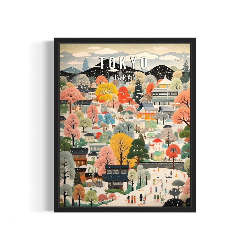 Tokyo Japan Poster Art Print Famous City Retro Vintage Painting Wall Art Decor